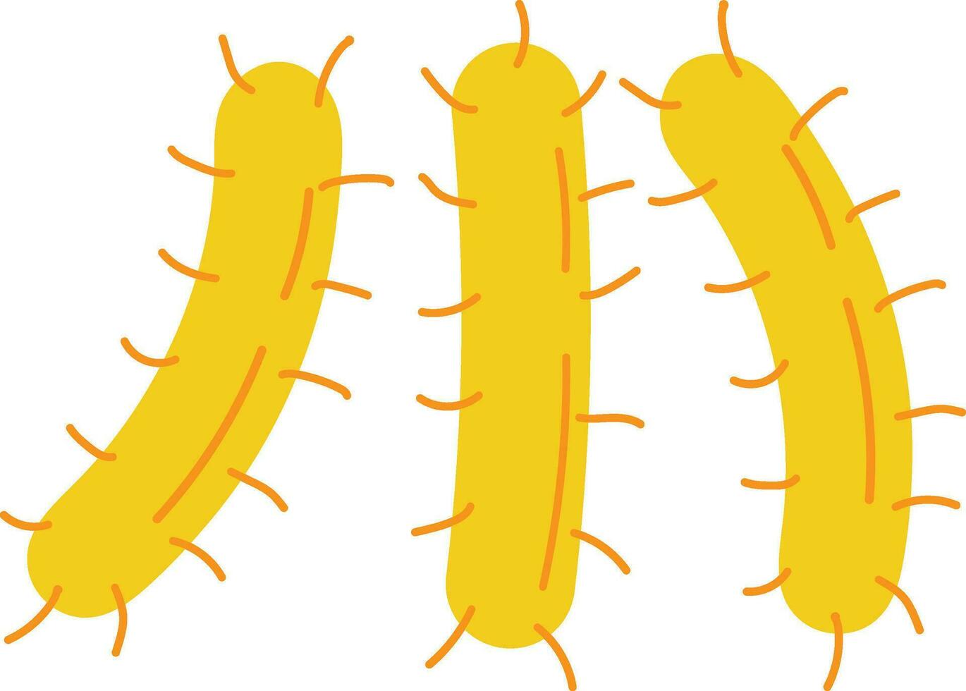 Flat style three yellow bacteria. vector