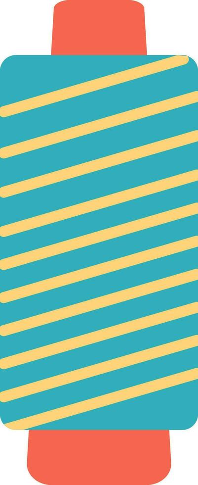 Yellow striped decorated with blue and orange thread spool. vector