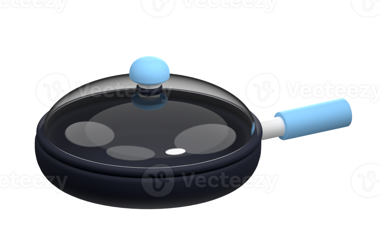 Frying pan 3d illustration on transparent background. 3d frying pan kitchen tool icon. 3d rendering illustration png