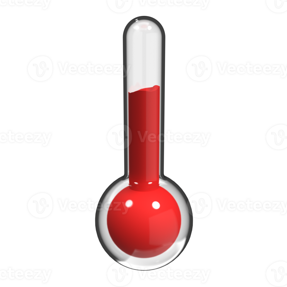 3d render of thermometer. 3d glass thermometer. Red thermometer icon. 3d rendering illustration png