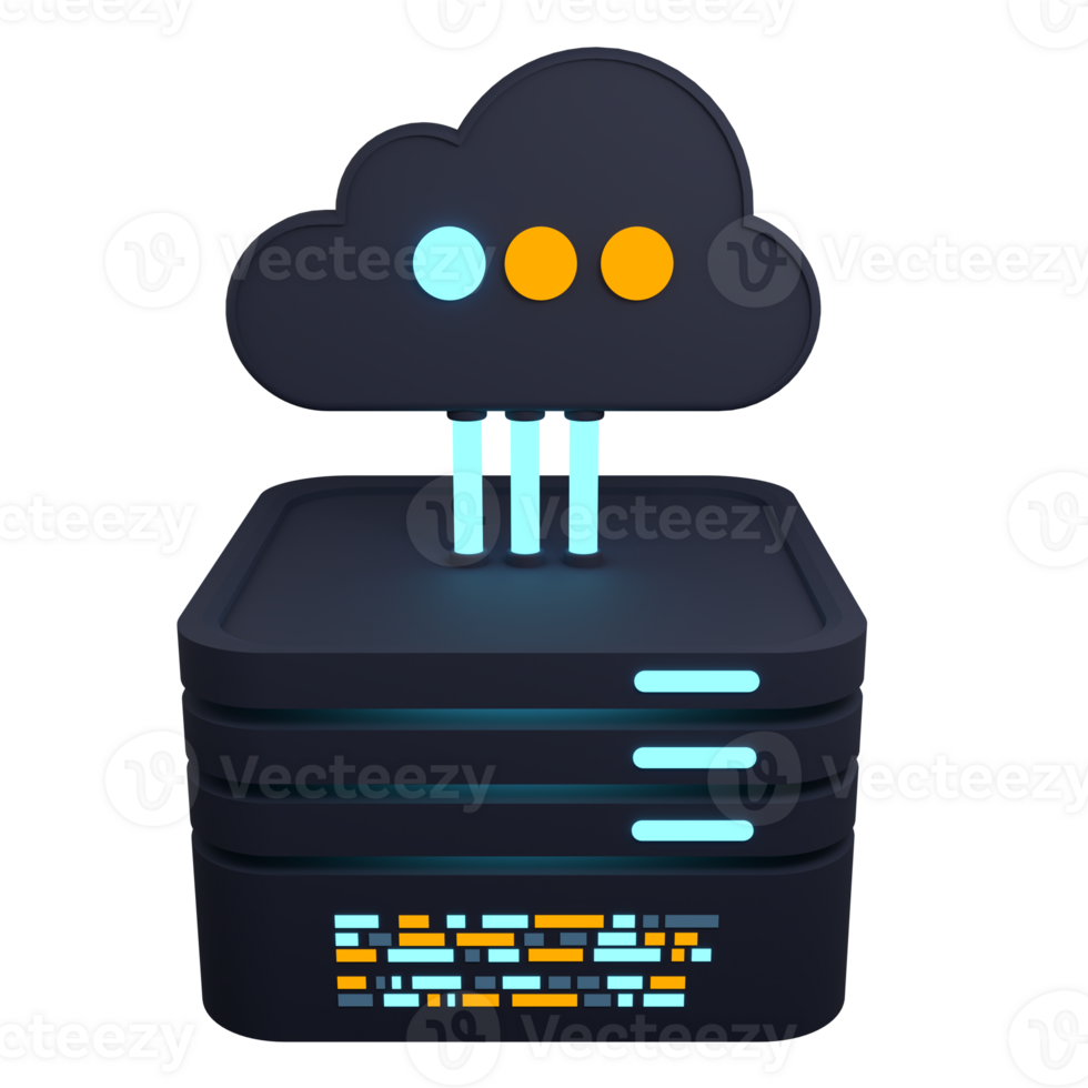 Cloud computing technology. Cloud data center with hosting server. Cloud service 3d rendering. Network and database. Cloud storage. 3d render illustration png