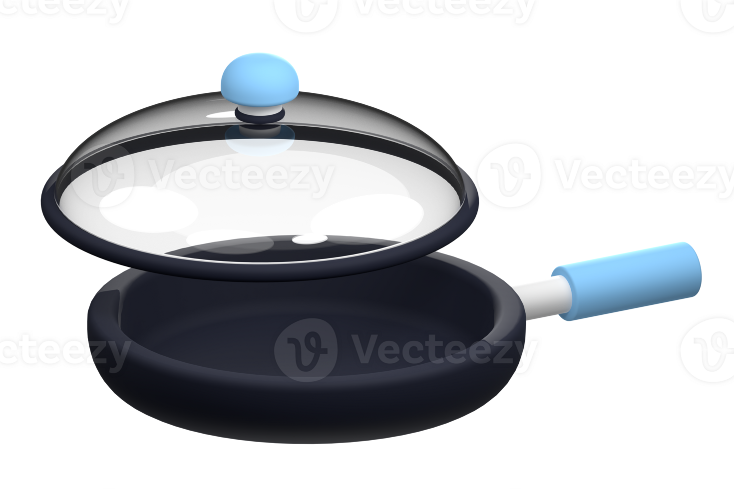 Frying pan 3d illustration on transparent background. 3d frying pan kitchen tool icon. 3d rendering illustration png