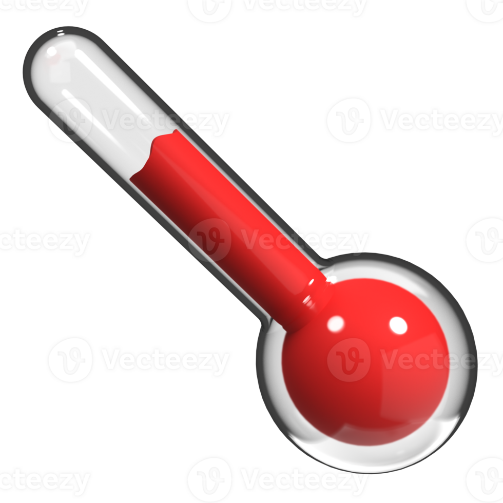 3d rendere di termometro. 3d bicchiere termometro. rosso termometro icona. 3d interpretazione illustrazione png