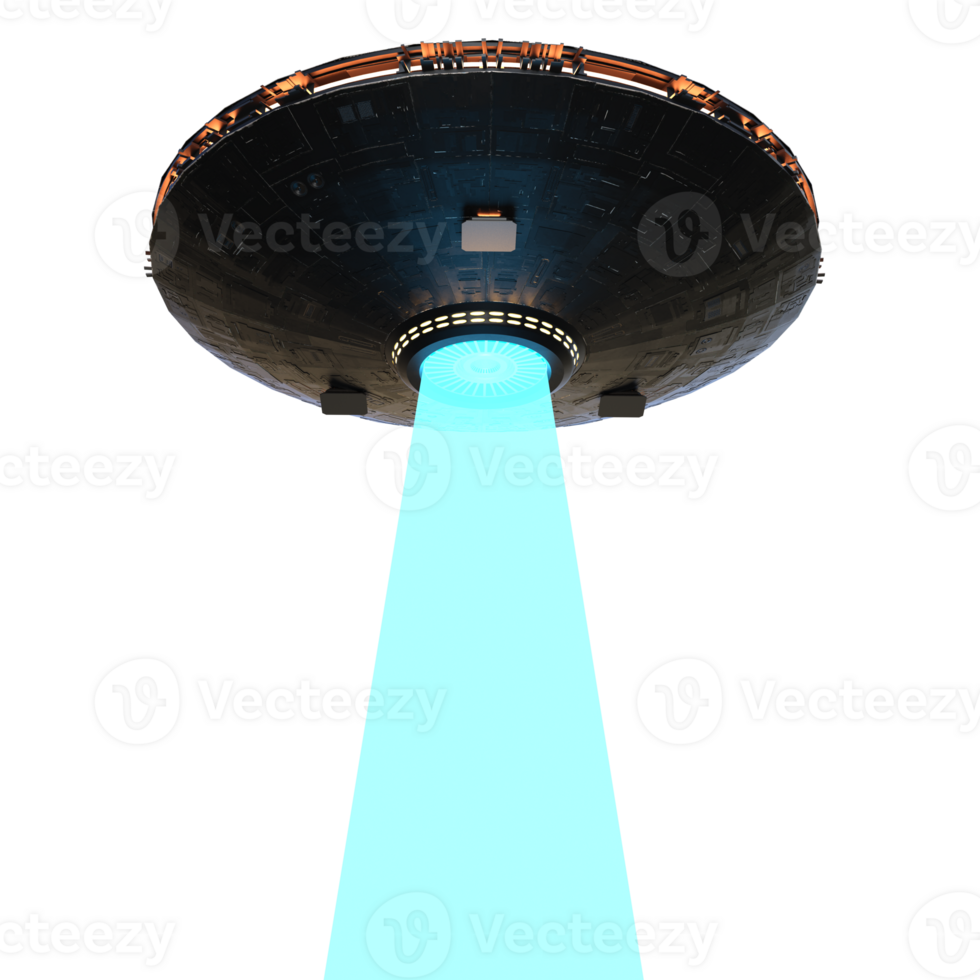 Unidentified flying object on the transparent background, 3d render png