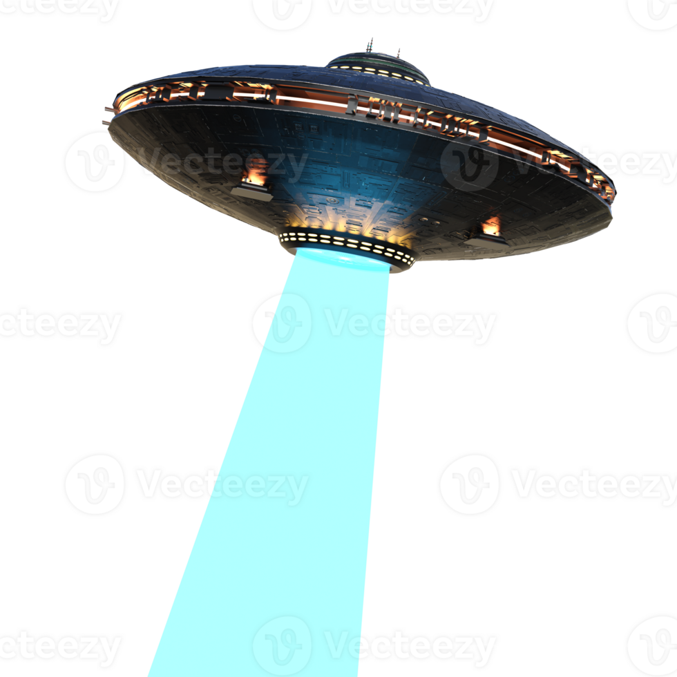 Unidentified flying object on the transparent background, 3d render png