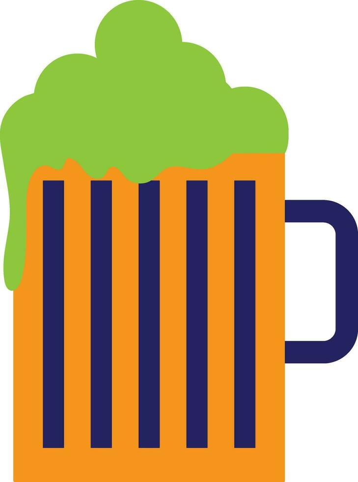 Beer mug in orange and green color. vector