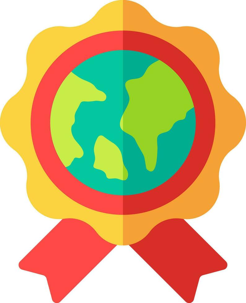Global award badge icon in flat style. vector
