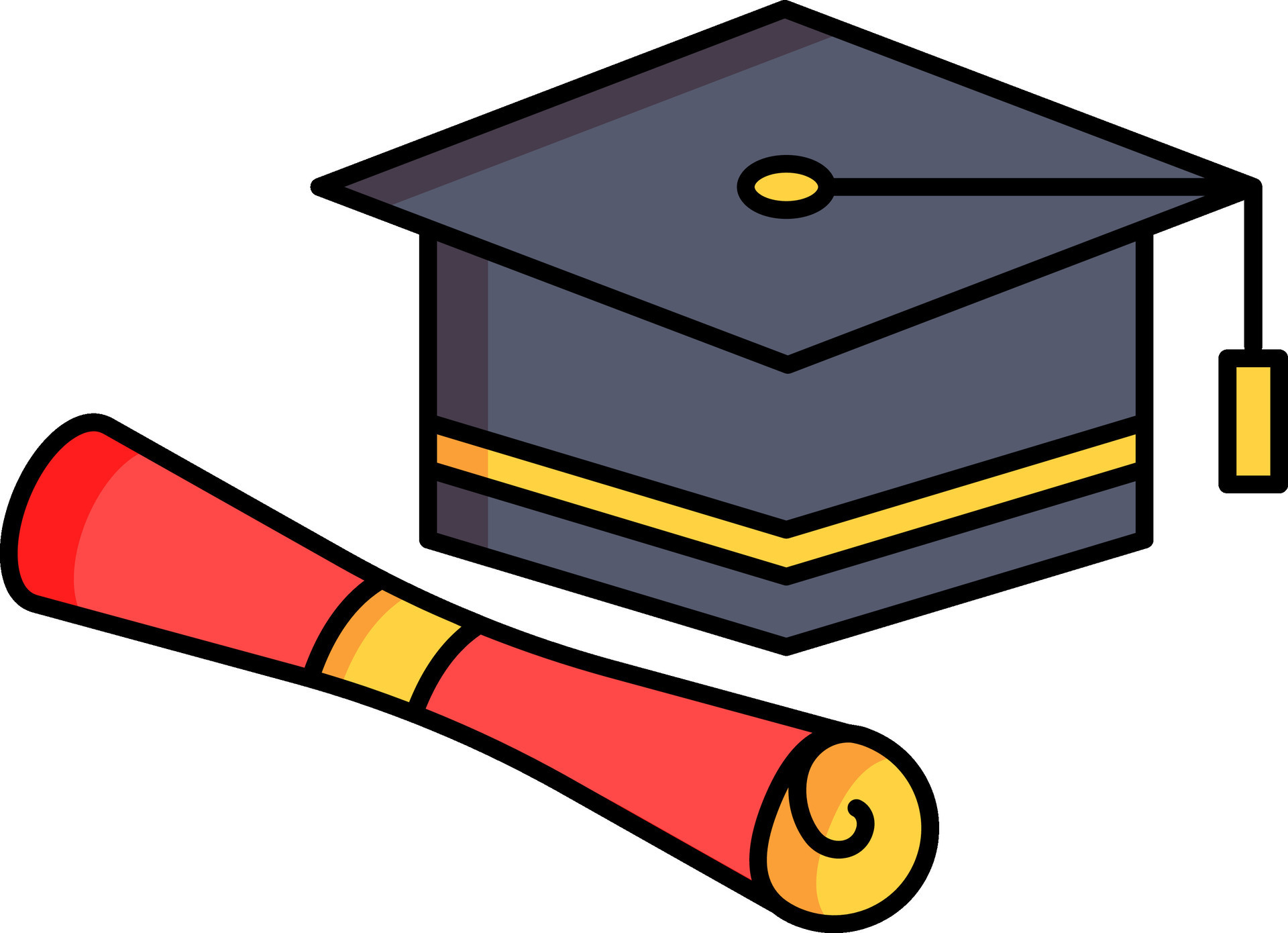 Graduation cap with Diploma paper icon in flat style. 25279775 Vector Art  at Vecteezy