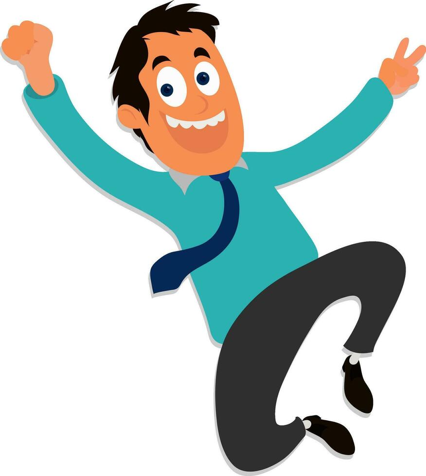 Cartoon character of a jumping businessman. vector