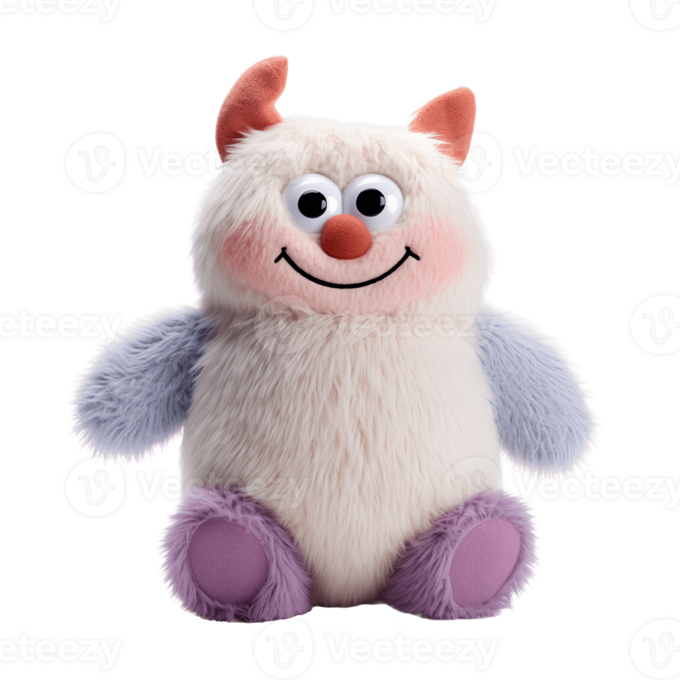 Soft plush toy funny monster isolated on the background. Generative AI. png