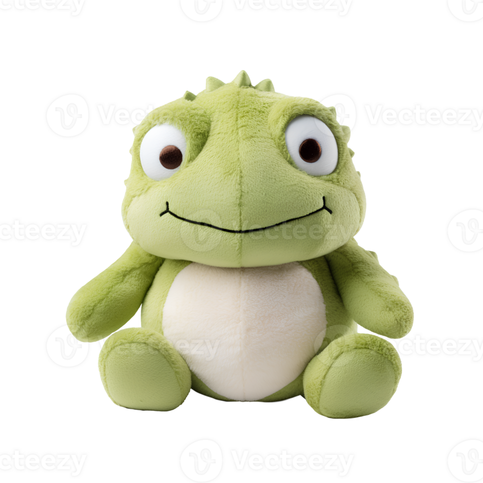 Soft plush toy funny green monster isolated on the background. Generative AI. png