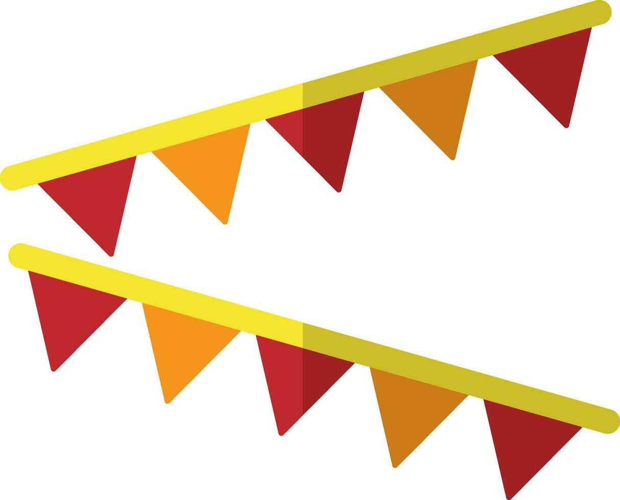 Bunting flags in yellow, red and orange color. vector