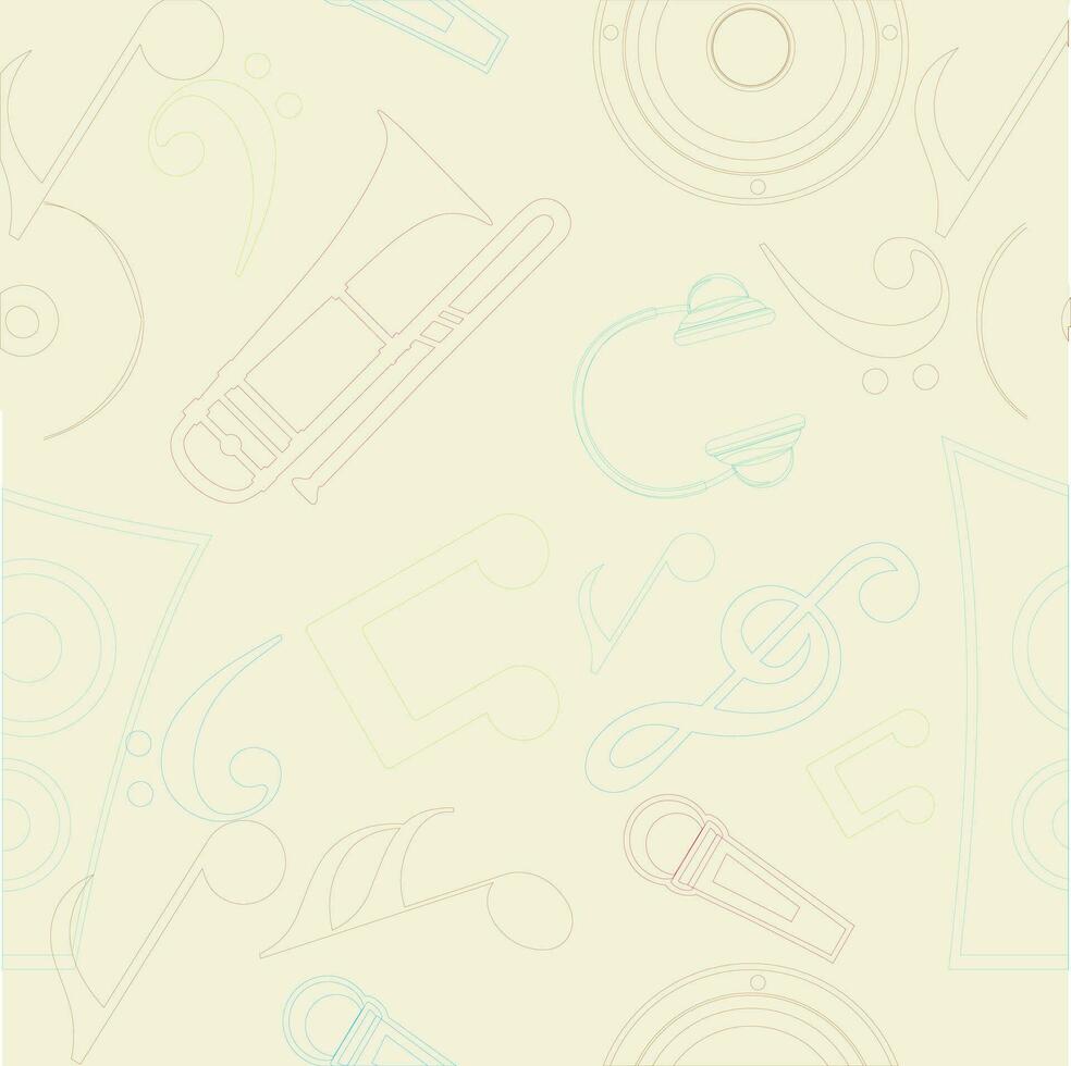 Illustration of colorful music notes with music instruments. vector