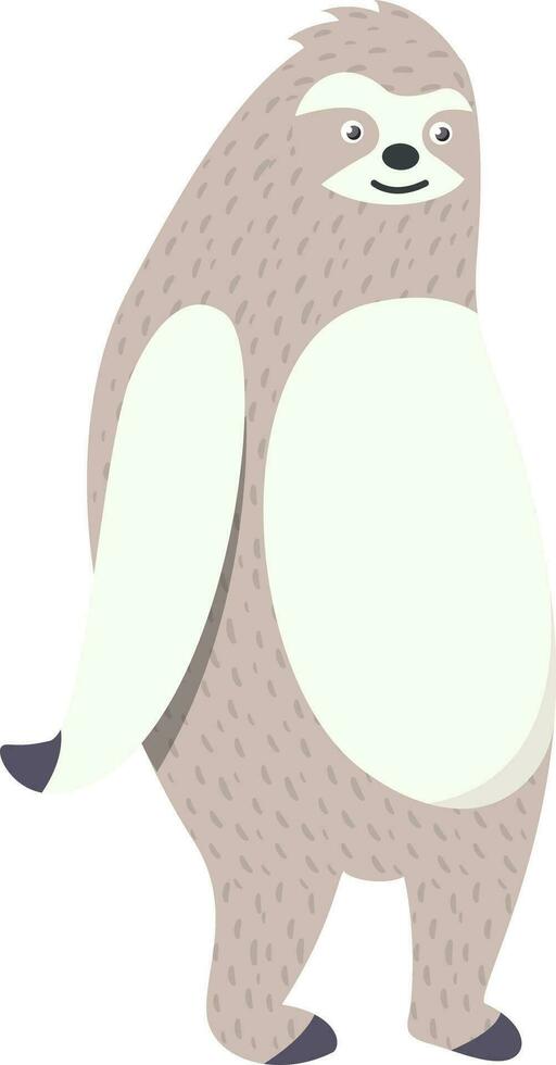 Giant sloth character on white background. vector