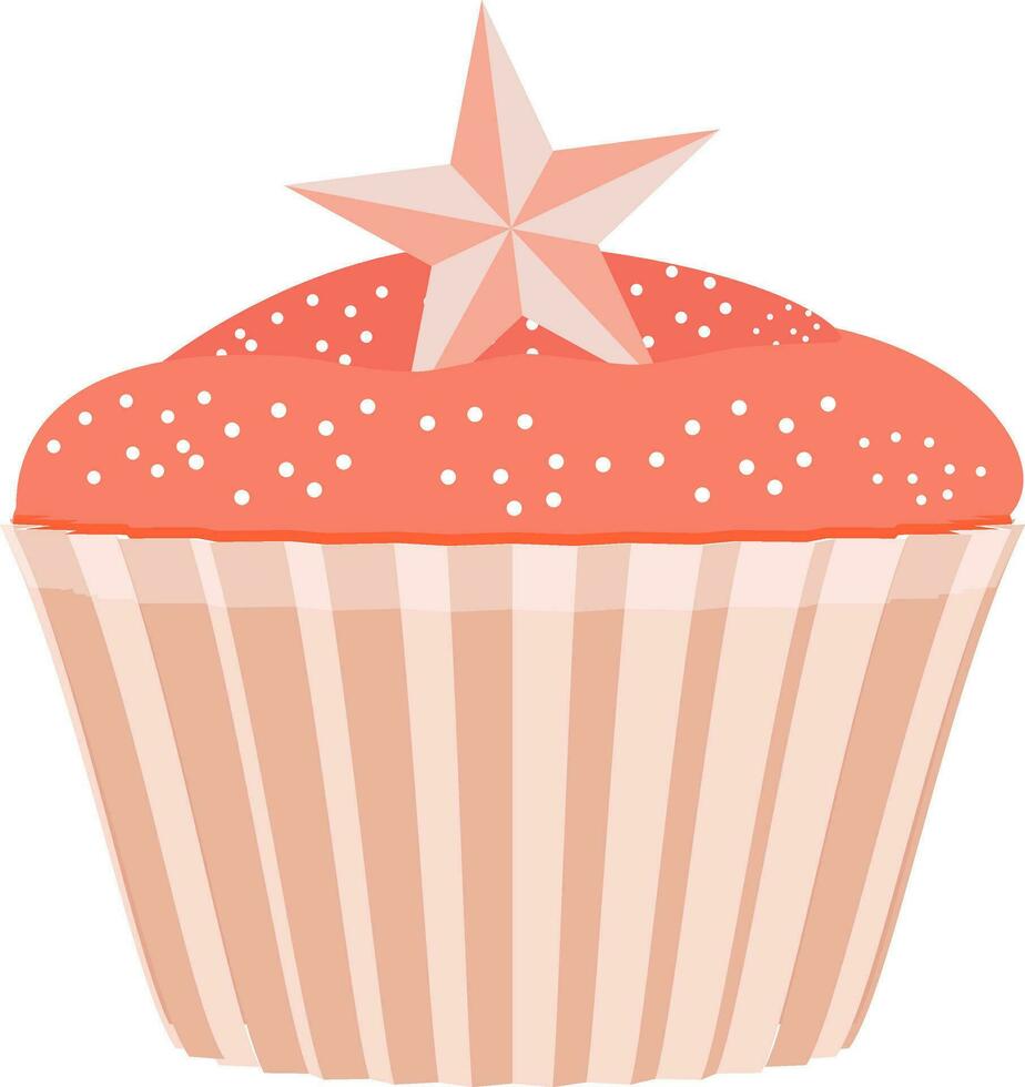 Sweet cupcake with star decoration. vector