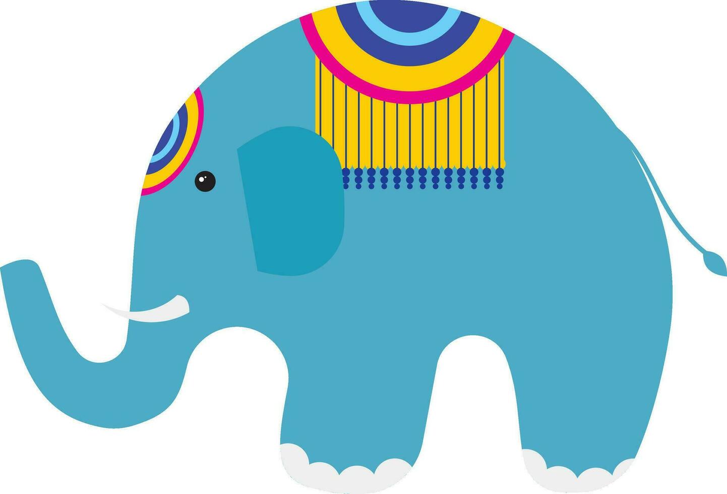 Royal Elephant Cartoon Element In Flat Style. vector