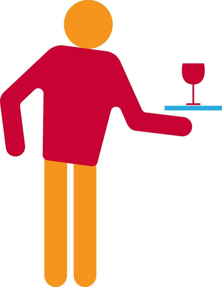 Faceless waiter serving drink on a tray in red color. vector