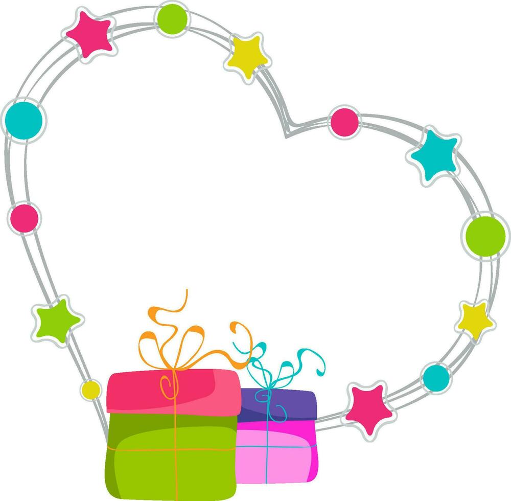 Gifts box decorated with stars and heart. vector
