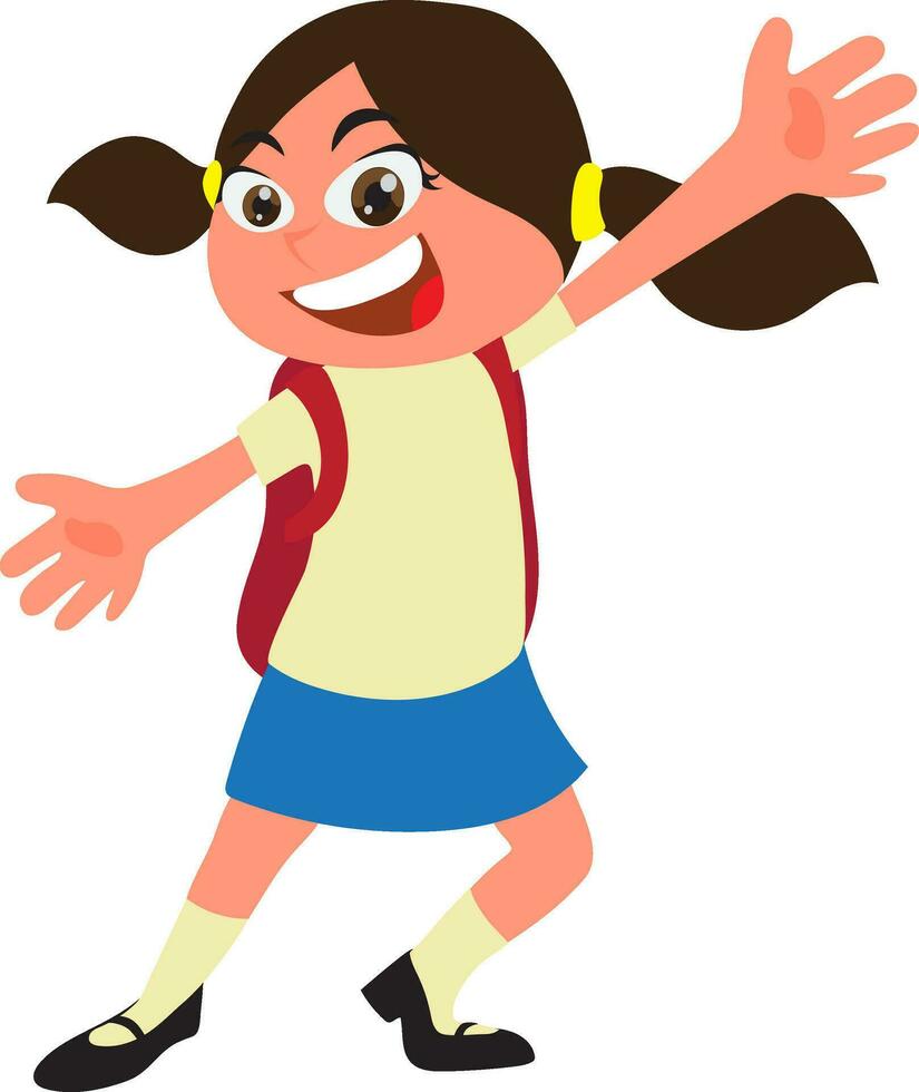 Cartoon character of girl with school bag vector