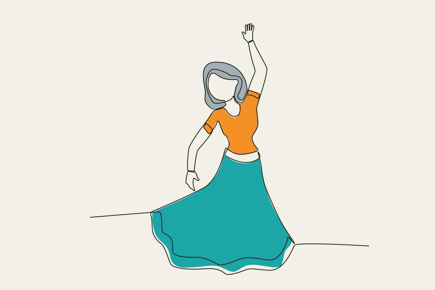 vistoso ilustración de un joven mujer bailando hermosamente vector