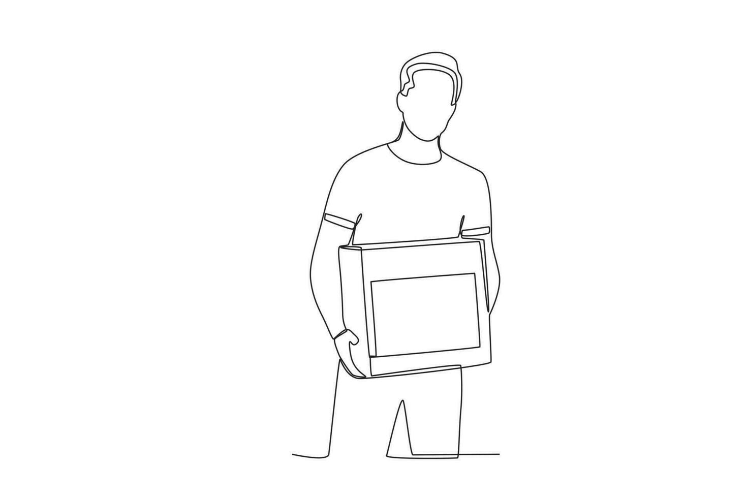 An excited man carrying a cardboard box vector