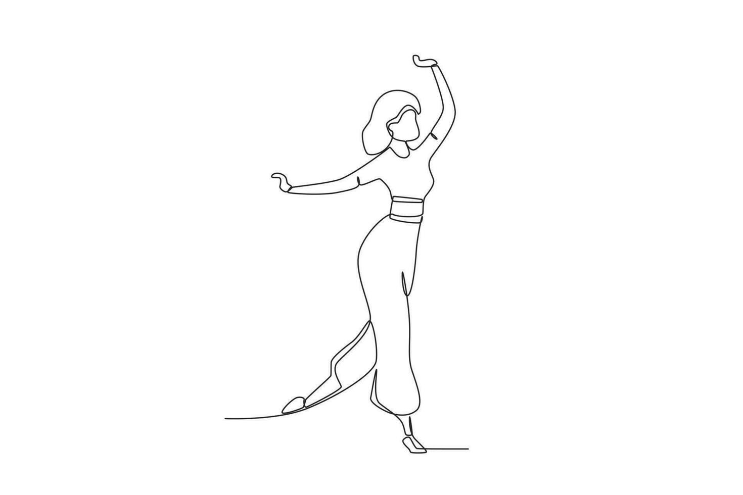 A happy woman dances in a Teej festival vector