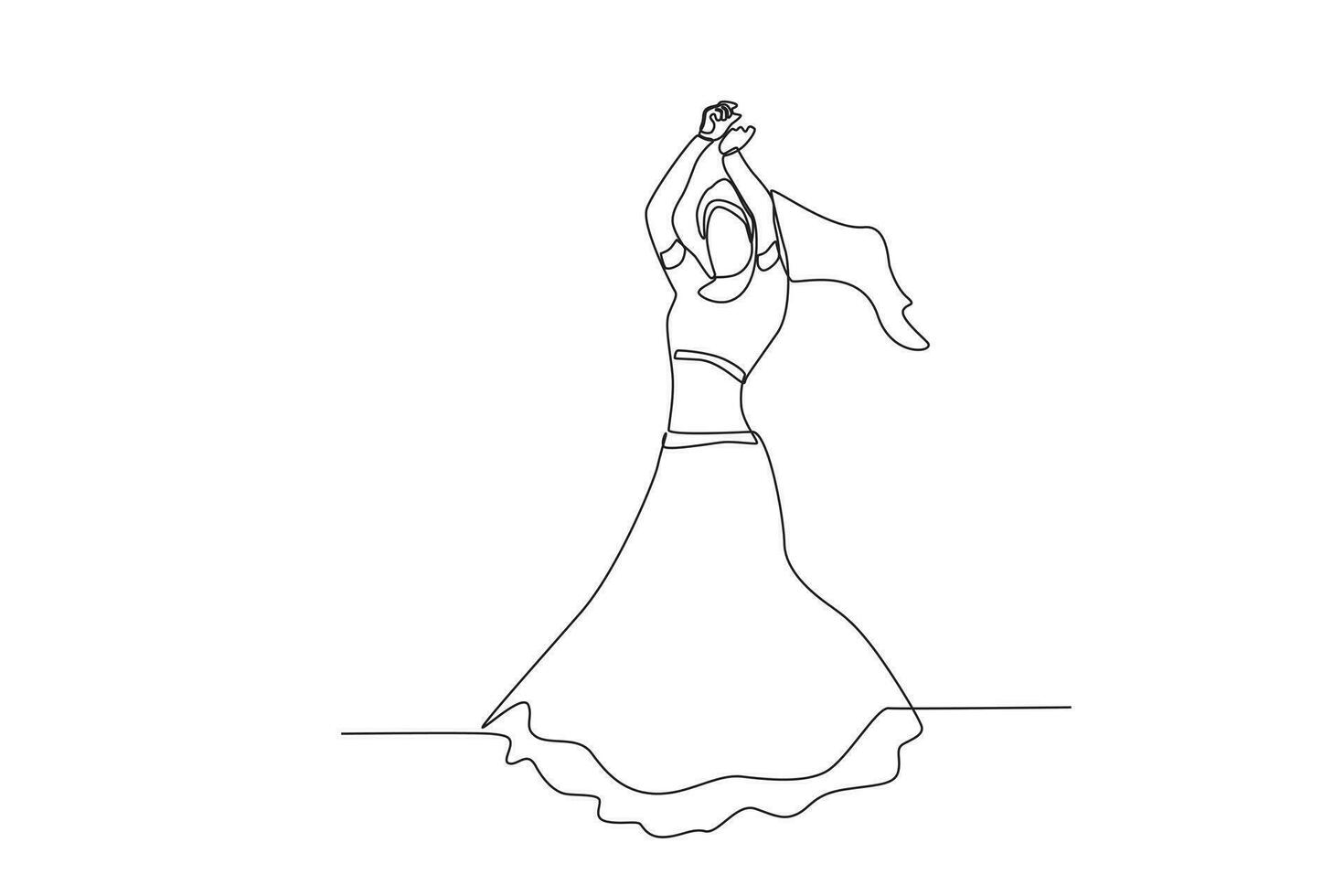 A happy woman dancing at Teej's celebration vector