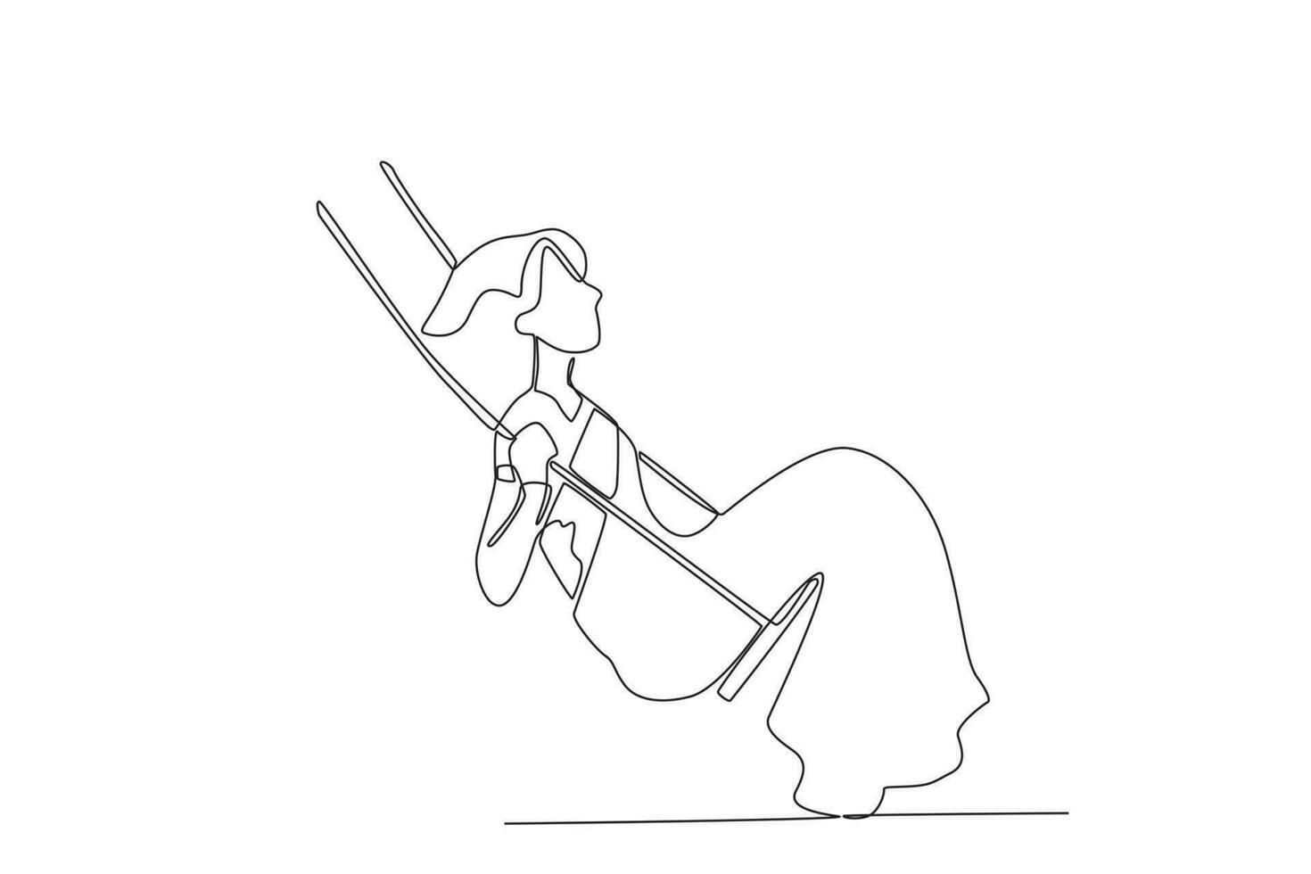 Side view of a woman sitting on a swing vector