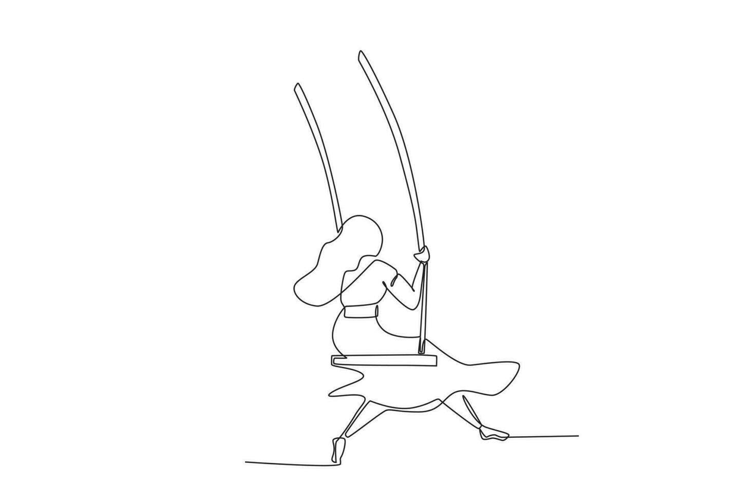 Back view of a woman sitting on a swing vector