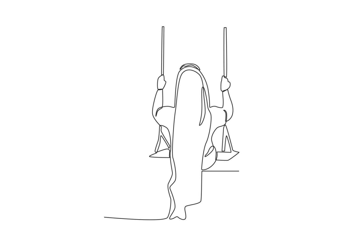 Rear view of woman on swing in Haryali Teej vector