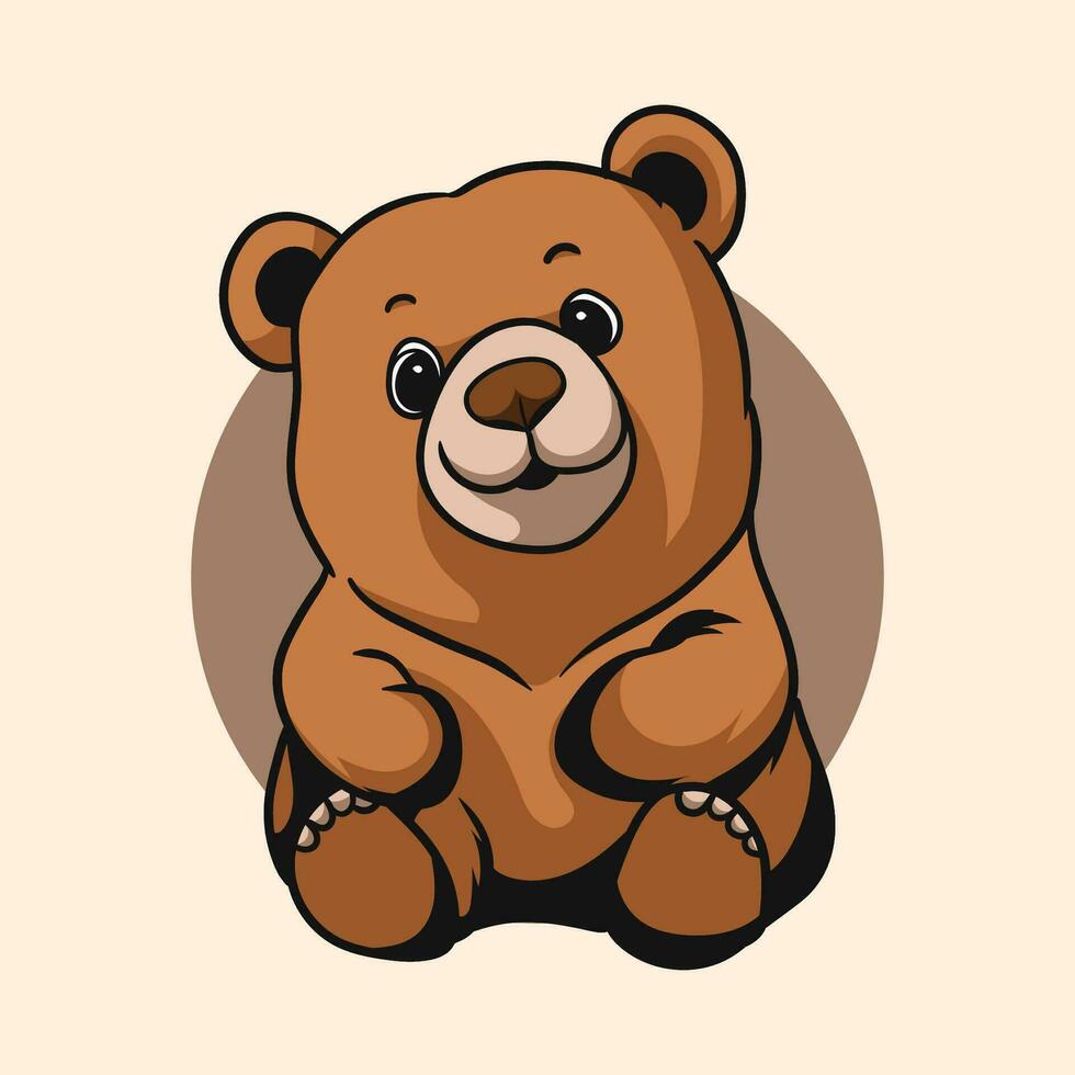 Cute bear sitting, vector illustration