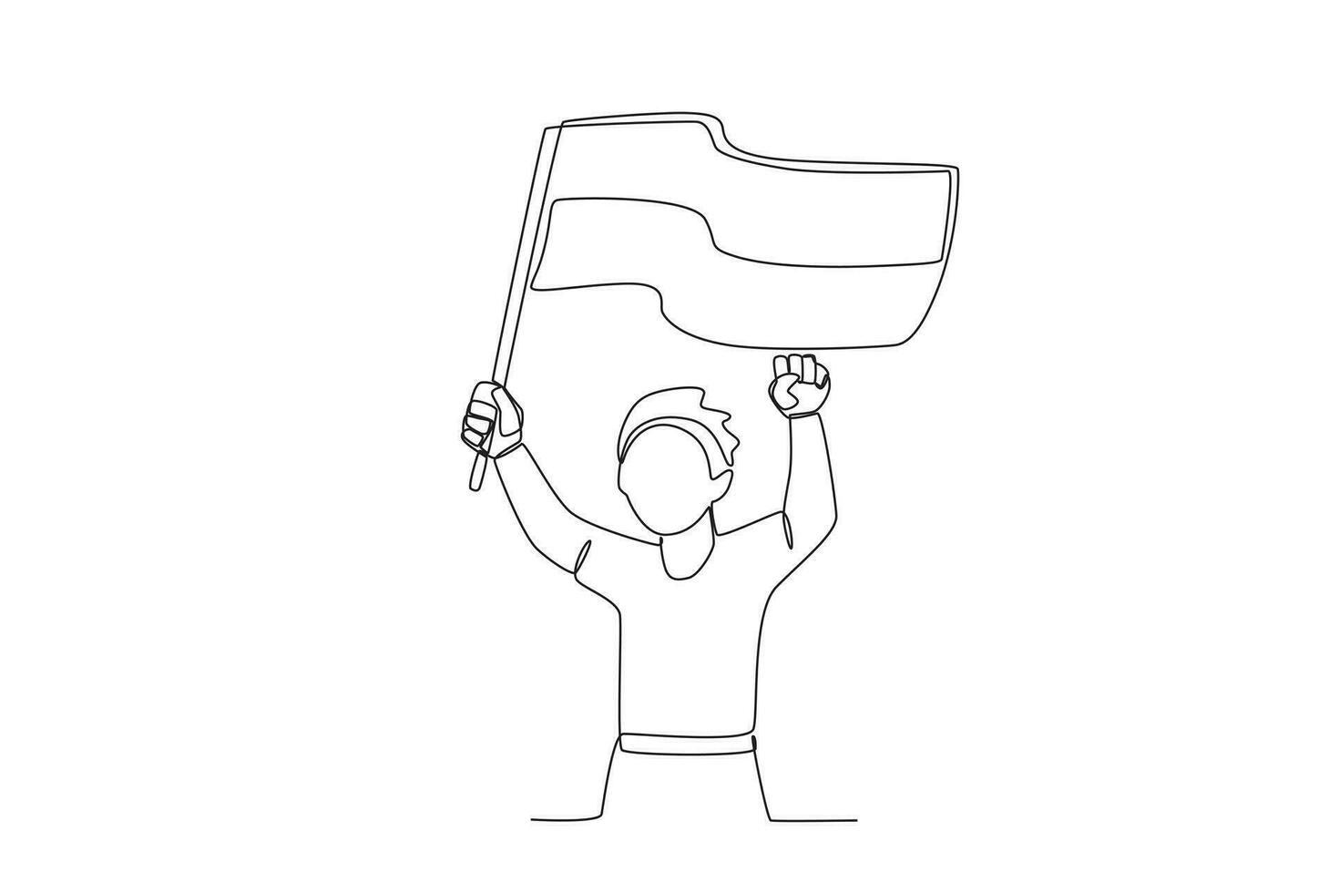 A happy boy raised the flag vector