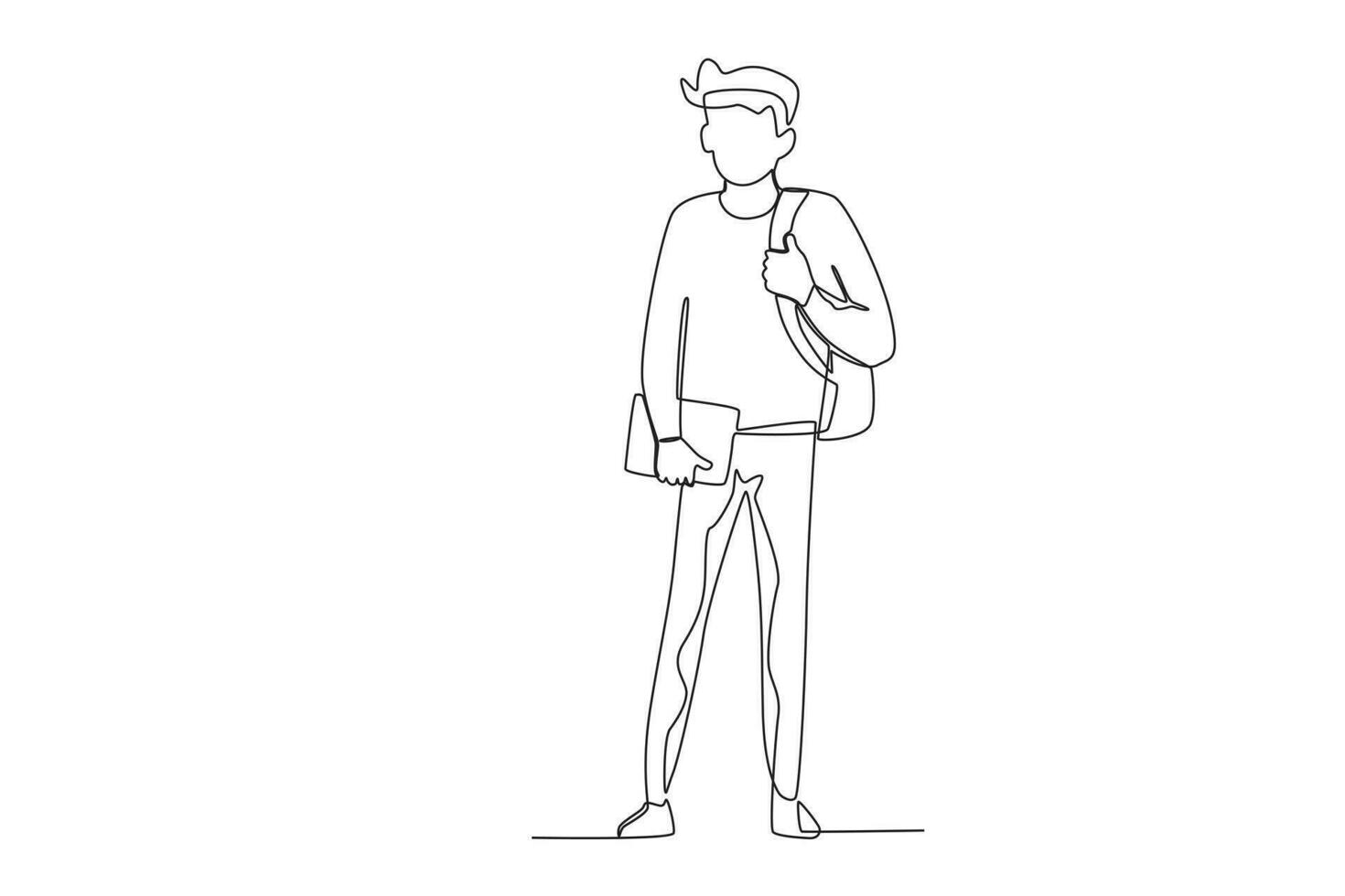 A student carries a bag and holds a book vector