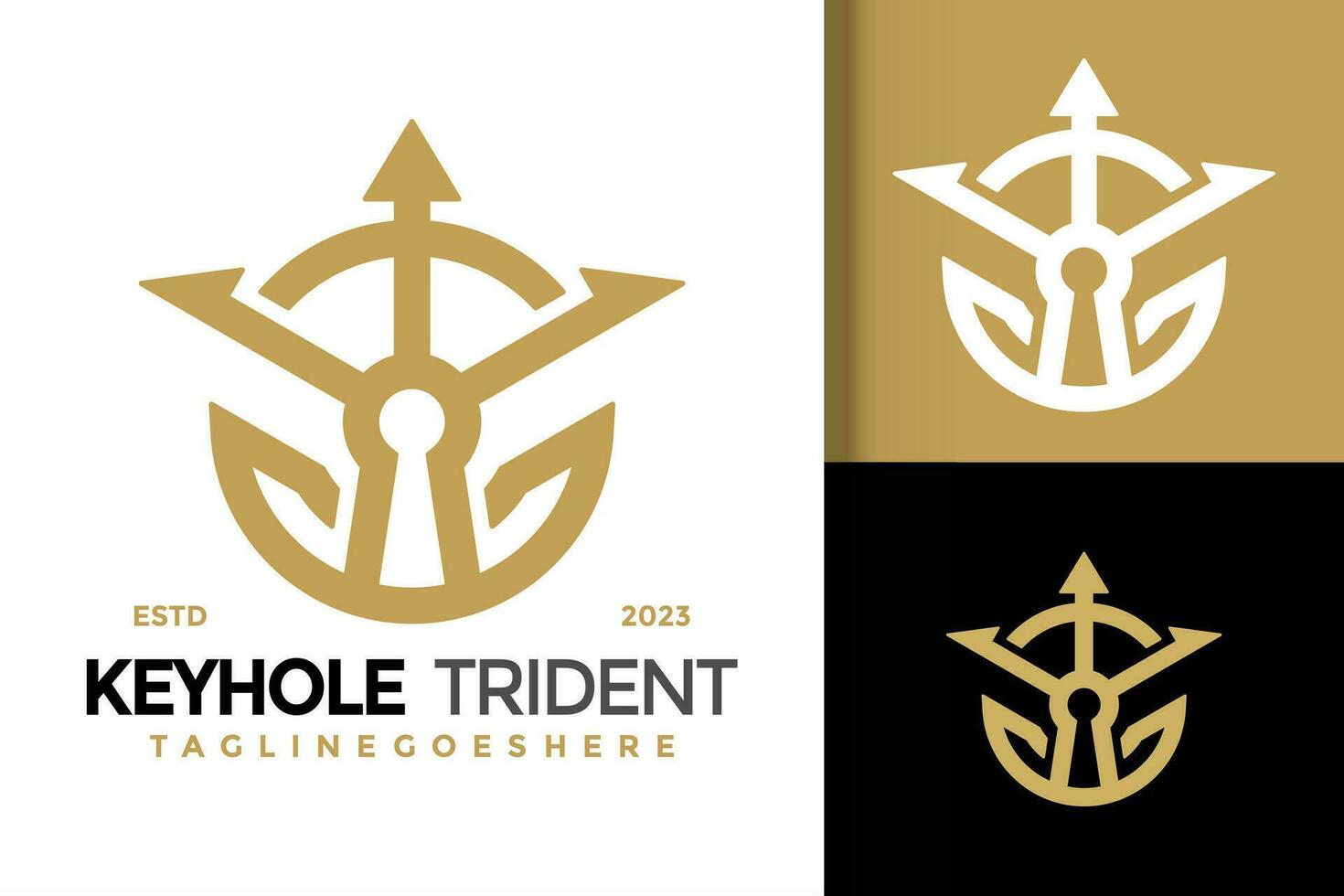 Keyhole trident neptune logo vector icon illustration