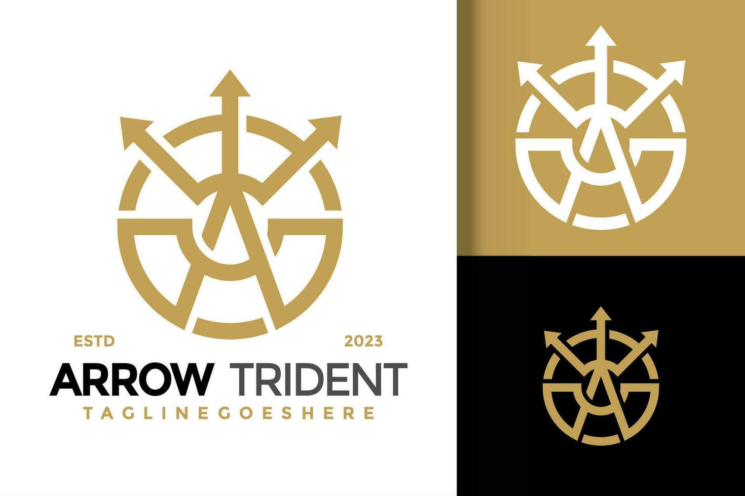 Letter A trident neptune logo vector icon illustration