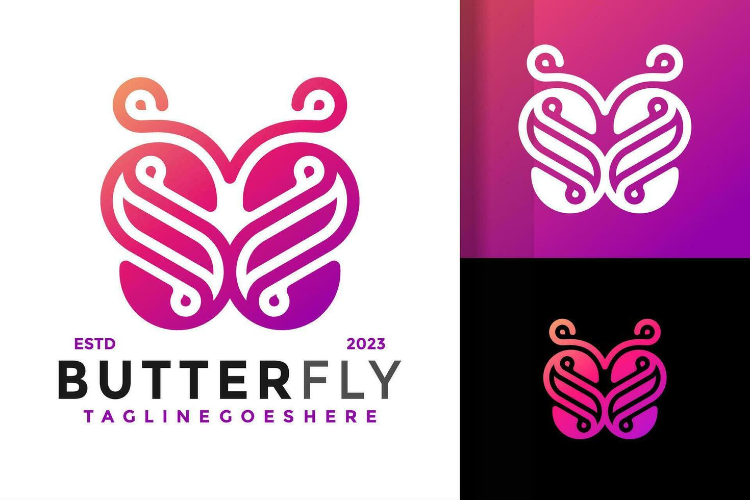 letra s mariposa vistoso logo vector icono ilustración