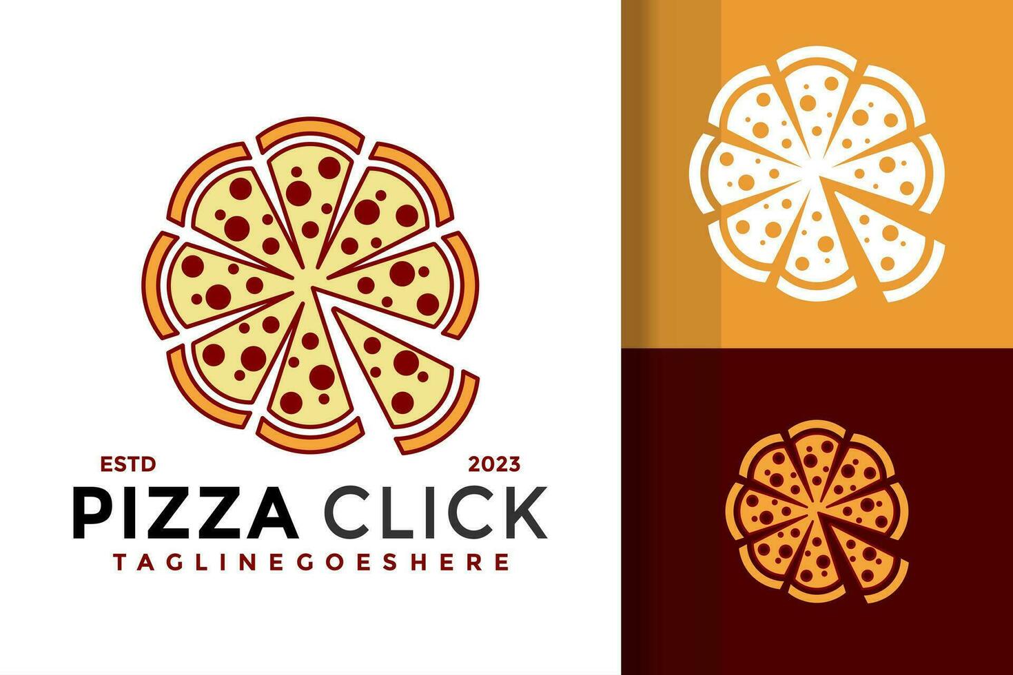 Pizza Click logo design vector symbol icon illustration