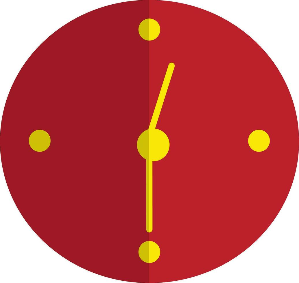 Illustration of a wall clock in red and yellow color. vector