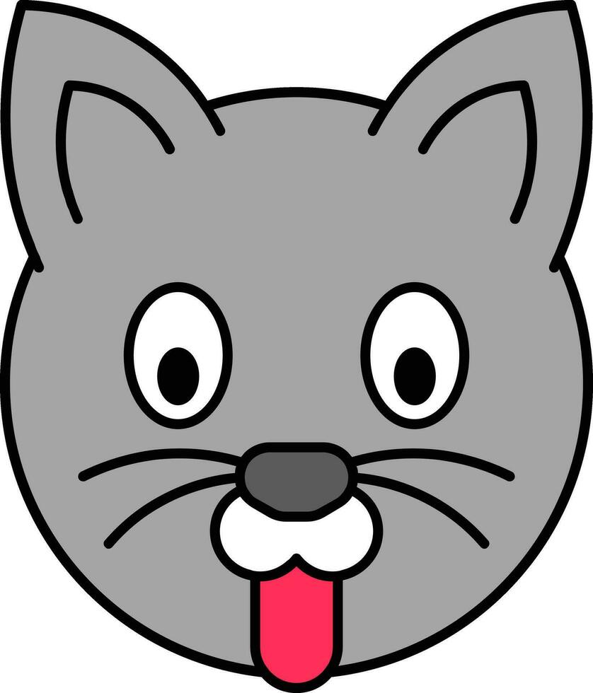 Funny Cat Face icon in grey color. vector