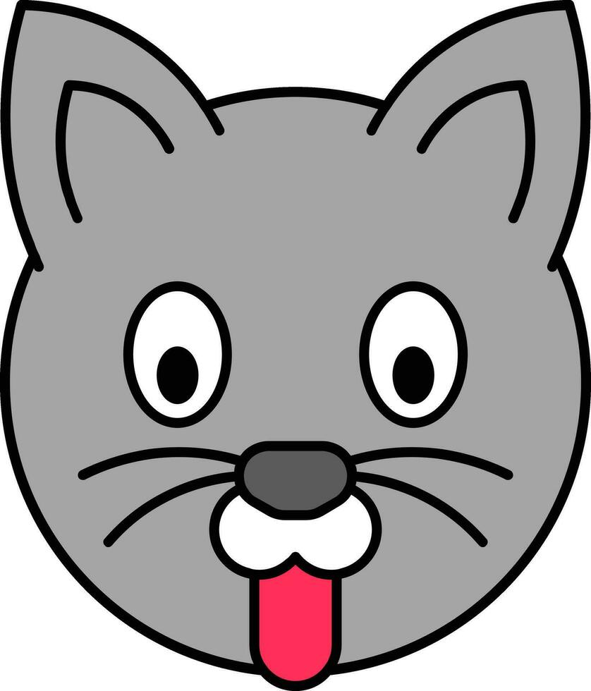 gracioso gato cara icono en gris color. vector