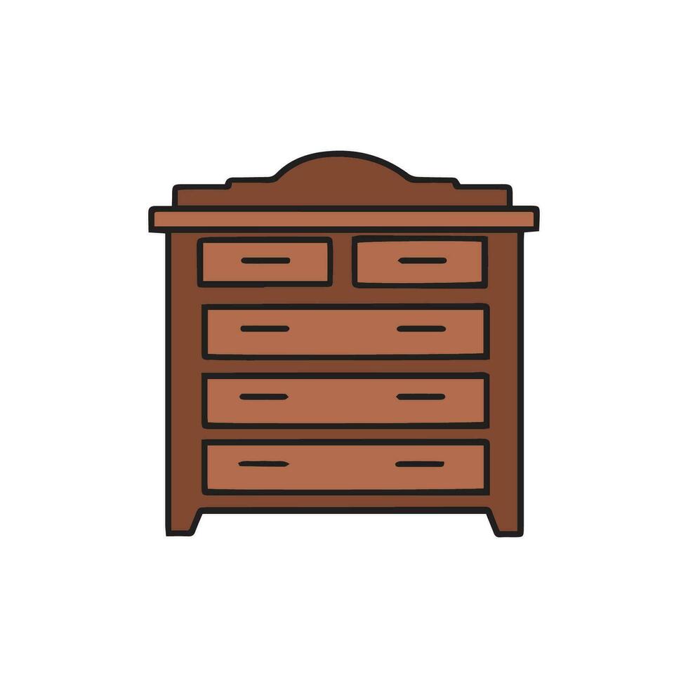 Chest of drawers icon from furniture household collection. Thin linear chest of drawers, room, office outline icon isolated on white background. Line vector chest of drawers sign. Vector