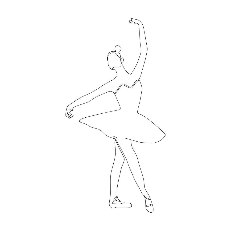 One continuous line drawing of young graceful woman ballet dance. Ballet performance concept. Dynamic single line draw design vector