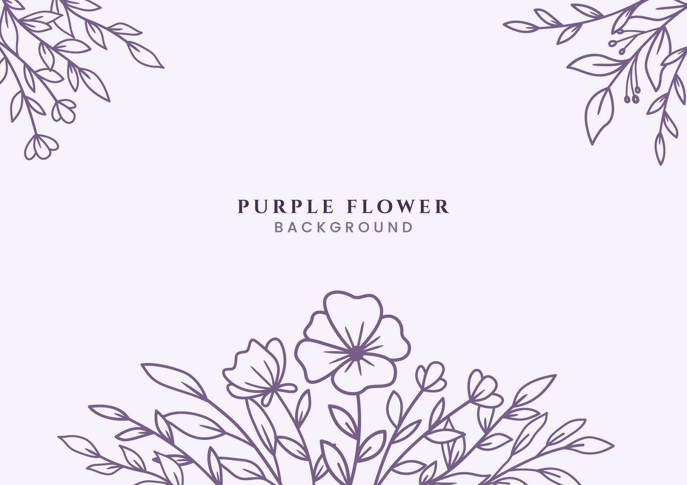 Beautiful Hand drawn Purple flowers and leaves on white background for wedding invitation or engagement or greeting card vector