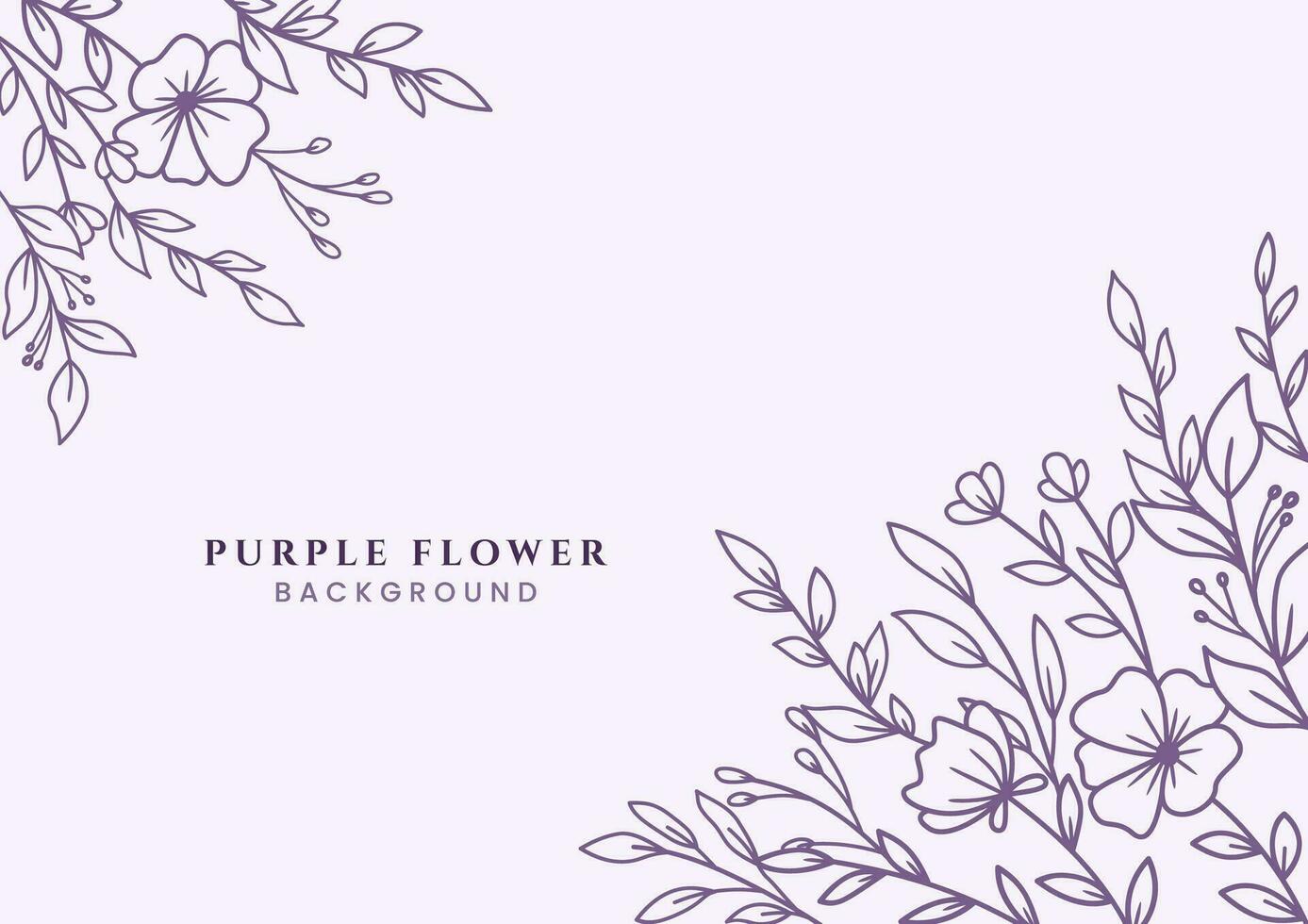 Beautiful Hand drawn Purple flowers and leaves on white background for wedding invitation or engagement or greeting card vector