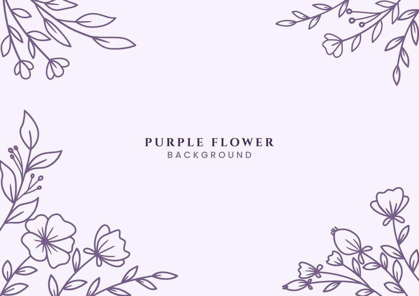 Beautiful Hand drawn Purple flowers and leaves on white background for wedding invitation or engagement or greeting card vector