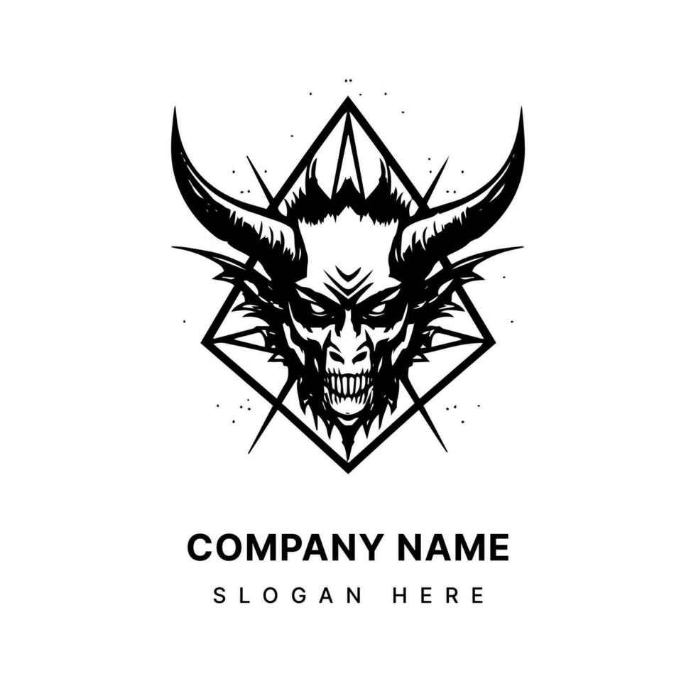 Harness the power of symbolism with a striking Baphomet head illustration logo design. Bold, mysterious, and evocative for a captivating brand. vector