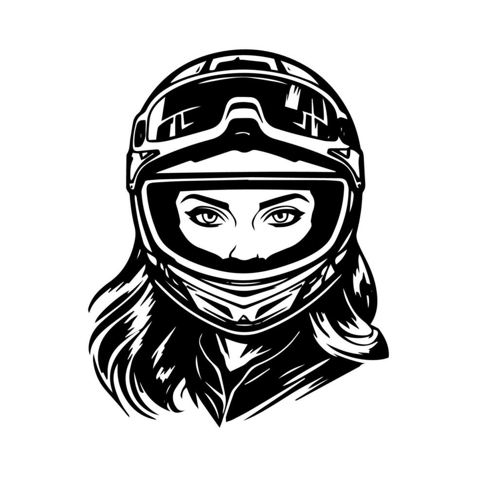 motocross niña motorista logo diseño ilustración vector