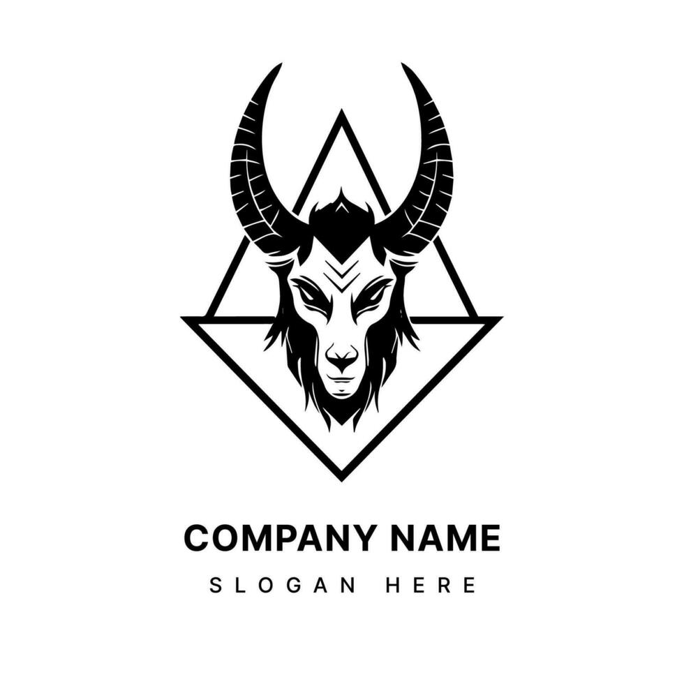 baphomet head illustration logo design vector