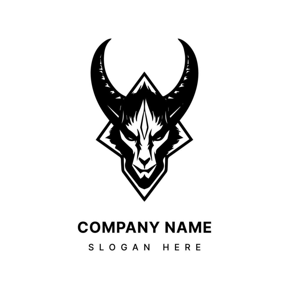 Embrace the enigmatic allure of the Baphomet head illustration logo design. Intriguing, occult inspired, and perfect for a brand that stands out. vector