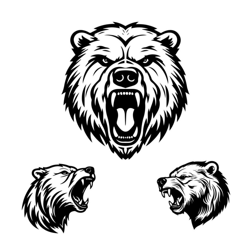 bear hand drawn logo design illustration vector